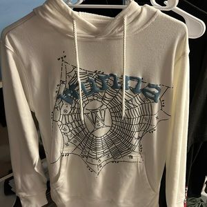 Sp5der Wunna size S cream and blue hoodie